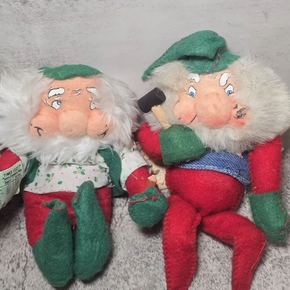 Vtg Rennoc Santakins Christmas 1982 Poseable Elf Lot Of 4   6-7